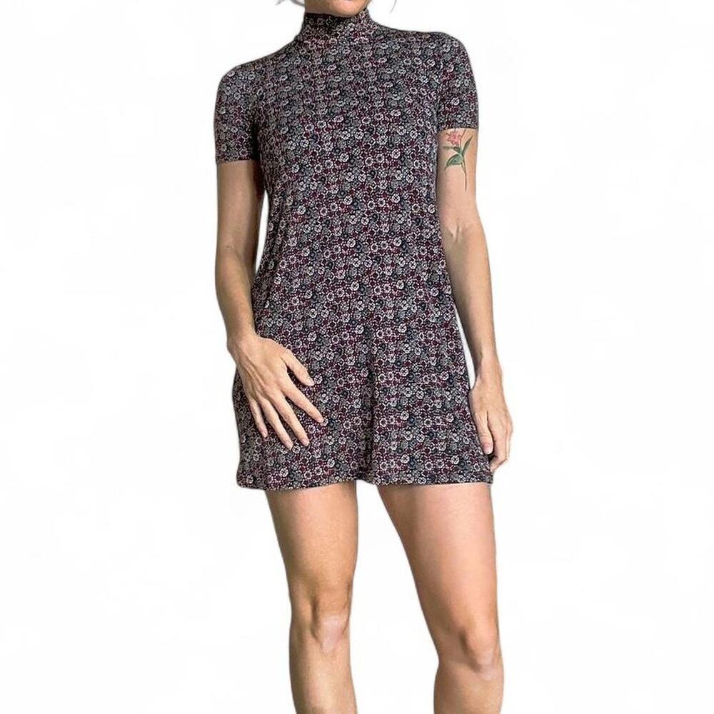 Retro Mini Dress | BCBG | Mock Neck | Stretchy | Elevated Casual | XS